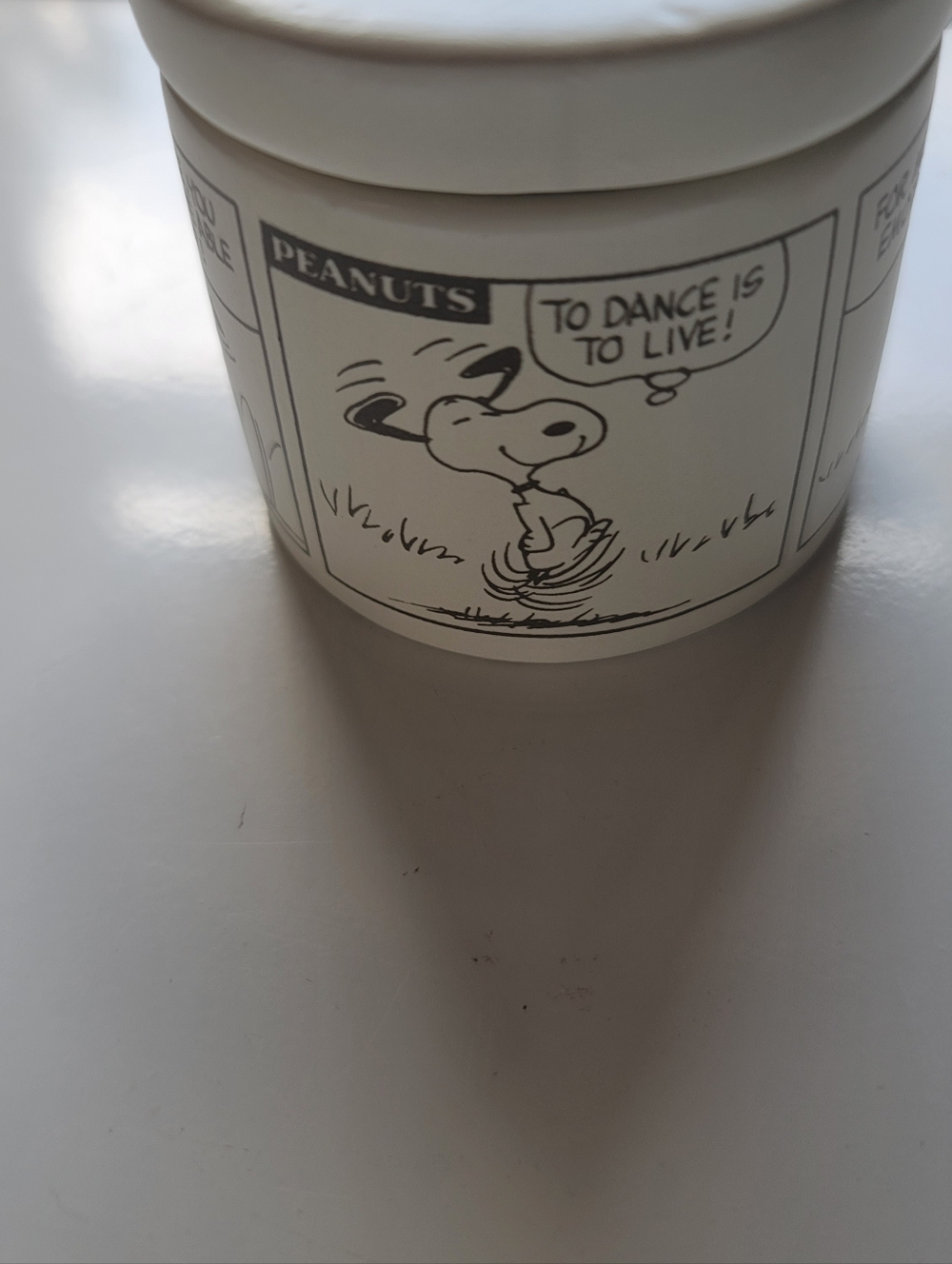 Hallmark White Ceramic Snoopy Jar - Black Illustration - Picture 2 of 10